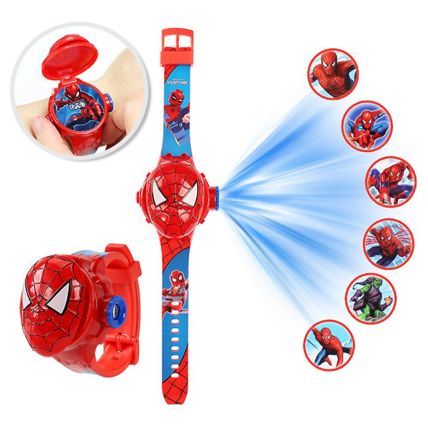 Watch, Projektori Projektio 6 Kuvaa Sarjakuva Digitaalinen Spiderman Frozen Elsa Toy Kellot Lahjat Unisex Poika Tytölle B