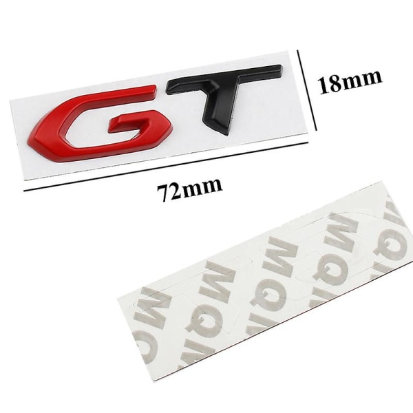 Otwoo 3d metallogo Gt-bogstaver bilkoffert-emblem-mærkat til Peugeot 208 308 3008 207 508 5008 408 Gt Line Sticker-tilbehør GT Line black red
