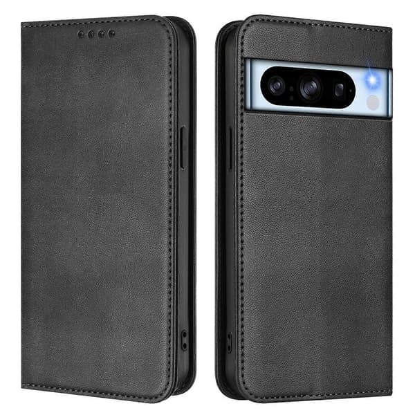 Kompatibel med Google Pixel 8 Pro Plånboksfodral Retro Textur RFID Läder Telefonfodral Black