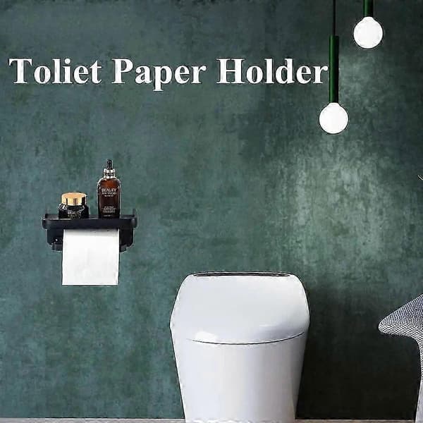 Badeværelseshylde med borefri toiletpapirholder til pladsbesparende organisering