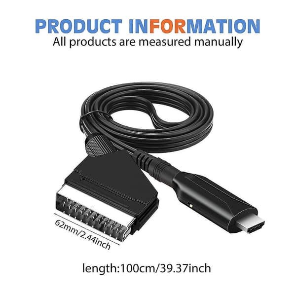 Scart–HDMI-kaapeli - Scart–HDMI-sovitin - All-in-one Scart–HDMI-ääni- ja videomuunnin 1080p/720p