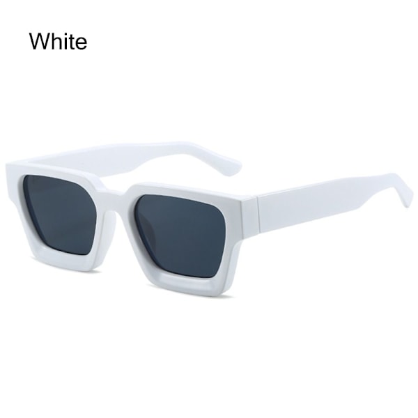 Retro Fyrkantiga Solglasögon Dam Herr Tjock Ram Chunky Rektangulära Solglasögon White