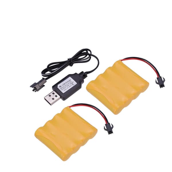 2 stk oppladbart Ni-Cd AA-batteri 4,8V 700mAh pakke for RC-billeker SM-2P-plugg
