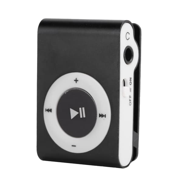 Bærbar Digital MP3-afspiller med Bælteclips Hovedtelefoner USB-kabel Sort