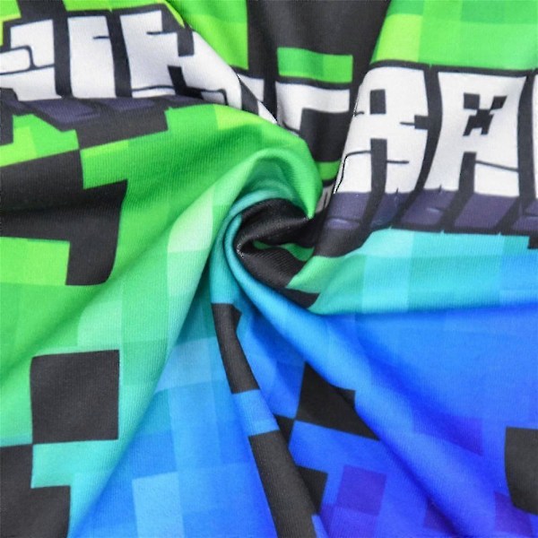 Minecraft Barn Pojkar T-shirt Toppar + Shorts Pyjamas Set Barn Kostym Nattkläder Kläder Flera Storlekar Tillgängliga 160