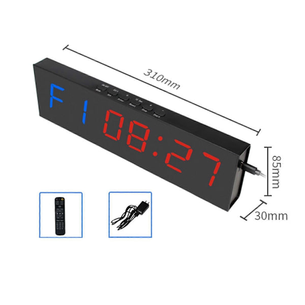 Gym Timer Digital Display för Garage Clock Workout Clock Countdown TimerCJY Black 31cmx8.5cmx3cm