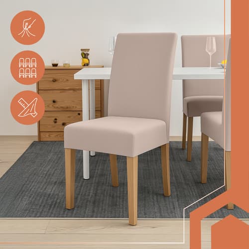 Beige stolsöverdrag, 6-pack, stretchigt tygCJY 698