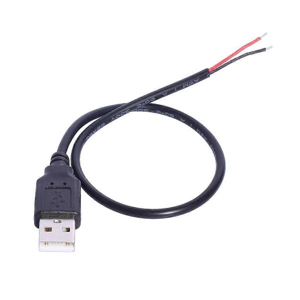 USB til 2-pinners åpen ledning USB hann 2-pinners pigtail strømledning erstatning Female head