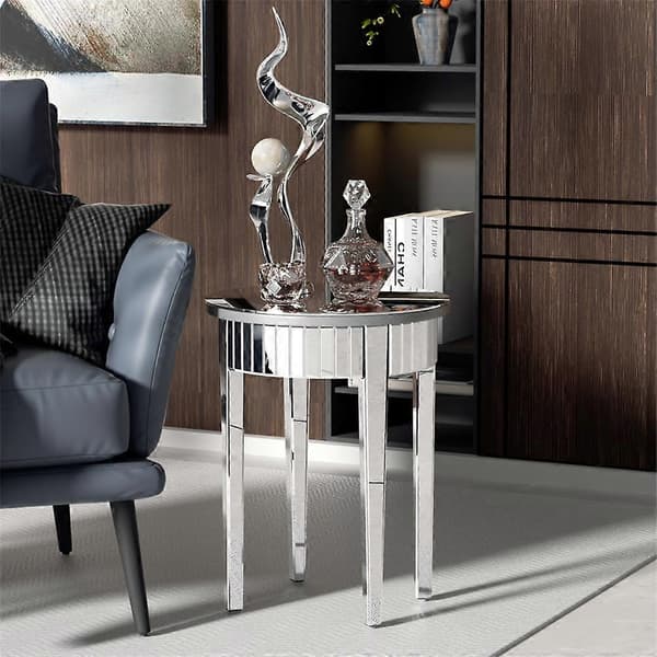 Luxury Silver Glass Mirrored Side Table Coffee Table Accent Table Living Room DecoCJY