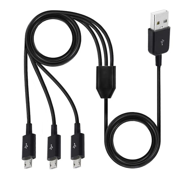 USB till Micro USB Splitterkabel Snabbladdningskabel Datasynkroniseringskabel PVC-beläggning Splitterkabel Datakabeltillbehör Vit Black