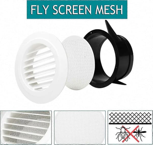 ABS Rund Ventilationsrist med Insektnet til 150 mm Kanal