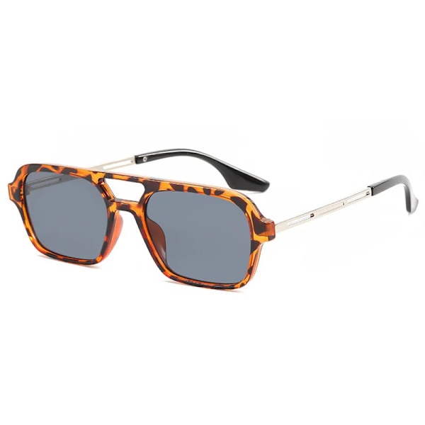 Fyrkantiga Retro Solglasögon Herr Mode Design Retro Märkes Solglasögon Herr Godisfärg Liten Ram Metall Oculos De Sol Leopard Grå Leopard Gray Other
