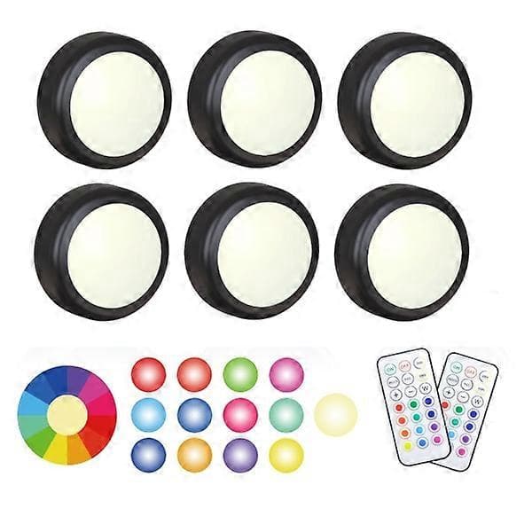 LED spotlights 6 pcs with 2 remote controls RGB Design many colors Black, CJY black