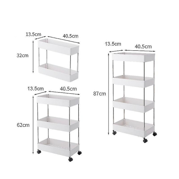 2/3/4-vånings Smalt Förvaringsvagn Mobil Hyllningsenhet Organiserare Utdragbar Förvaring Rullande Verktygsvagn Rack För Kök Badrum 4 floors