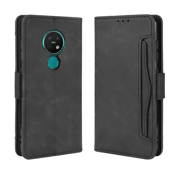 För Nokia 7.2 / 6.2 Plånboksfodral i läder CJY Black