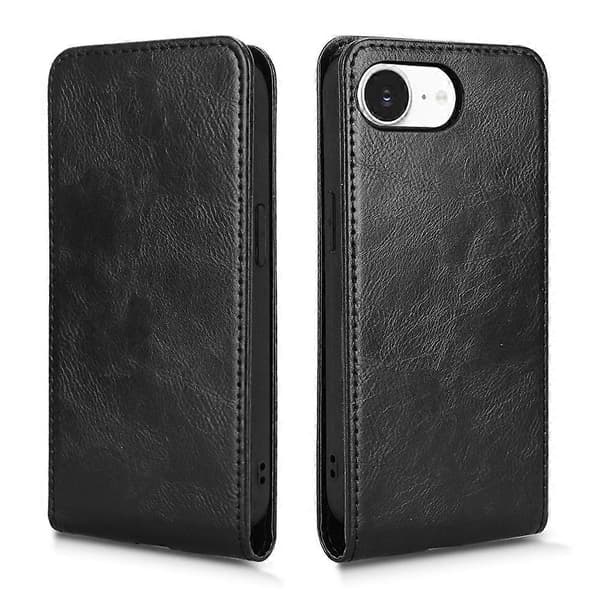 Magnetiskt vertikalt flip-läderfodral för iPhone 16e Black
