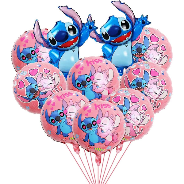 Lilo og Stitch Party Balloner Stitch Party Aluminium Folieballoner Passer Stitch Fødselsdagsfest Dekorationer (10 stk Pink)