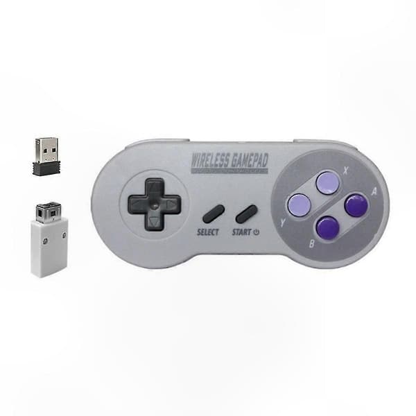 Trådlös 2.4G Spelkontroll med Färgglada Knappar för SNES Mini PC Windows NS Switch Joypad GrayWhite