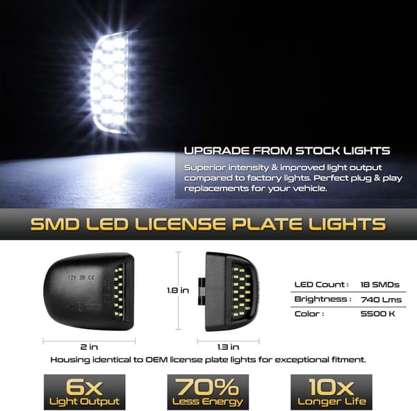 Fuld LED-nummerpladelys til Cadillac Escalade Chevy Silverad