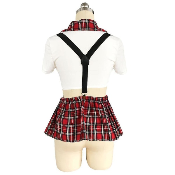 Kvinnors Skoluniform Kostym Outfit Halterkjol Anime Lingerie Set