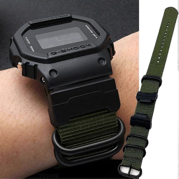 Nylon klokkerem til Casio G-SHOCK med spenne i rustfritt stål green