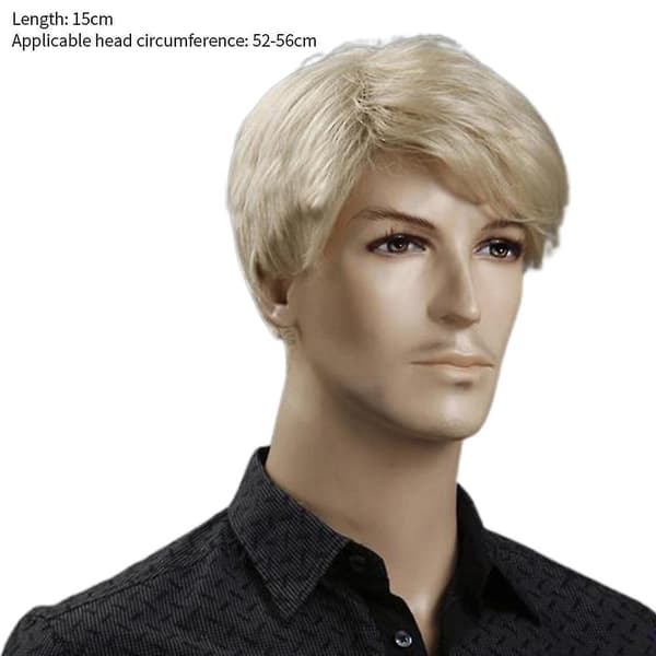 Blond kort herrperuk med snedlugg för cosplay, CJY