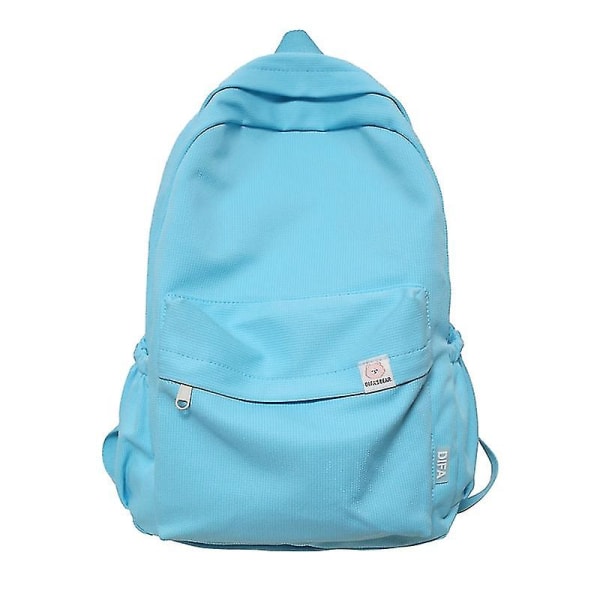 Ny vattentät nylon ryggsäck för kvinnor Kvinnlig resväska Ryggsäckar Skolväska för tonårsflickor Enfärgad bokväska blue