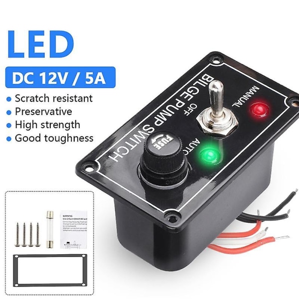 Dc 12v sulake pilssipumpun kytkinpaneeli LED-merkkivalolla Manuaalinen/pois/automaattinen 3-suuntainen vaihtokytkin