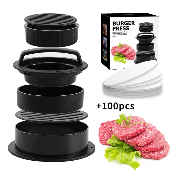 3 i 1 non-stick hamburgerpresse-kaffemaskin, burgerpresse for stekeplate, kjøtt-biff-grønnsaksform for grilling og matlaging