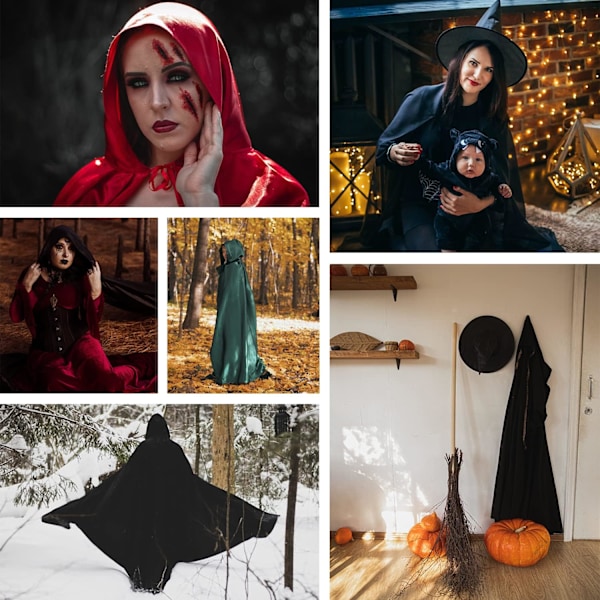 Hodeplagg Kappe Vampyr Heksekappe Lang Kappe Unisex Voksen Cosplay Kostyme Hvit White One Size