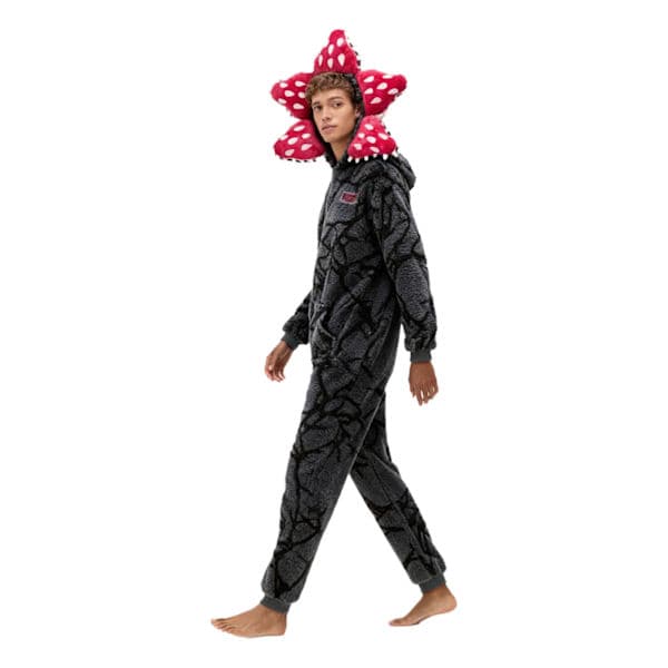 Stranger Things Kødædende Plante Onesie, Vinter Flannel Pyjamas, Sort, S S