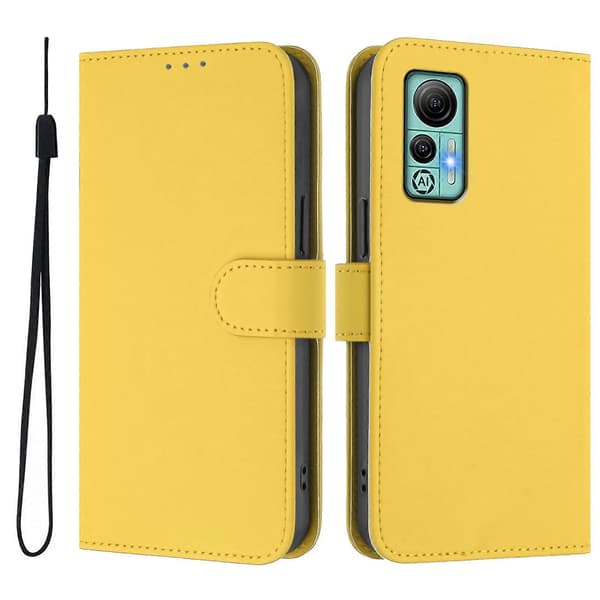Mobilskal i läder med solid färg och snodd Lemon Yellow For Ulefone Note 14