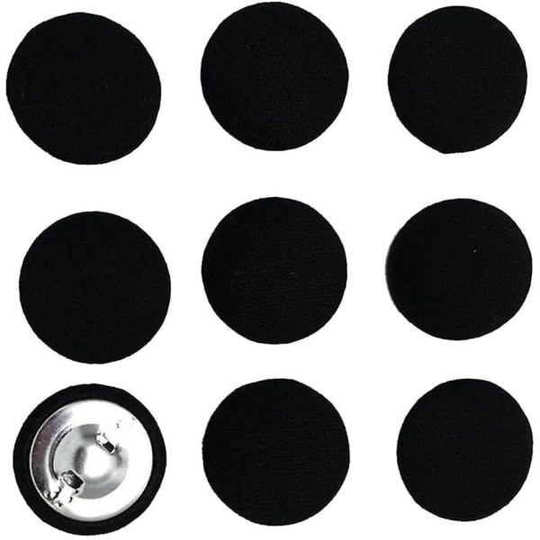 10 stk runde stofbeklædte knapper Dekorativ skaftknap 20 mm syningsdekor, sort