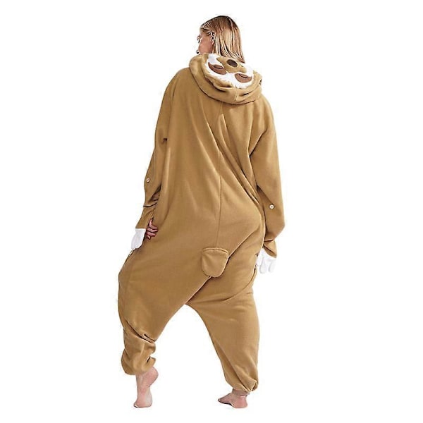 Dragkedja Vuxen Djur Brun Sengångare Kigurumi Onesies Pyjamas Tecknad Mjuk Fleece Gåva Halloween Cosplay Kostymer Jumpsuits Hög Kvalitet Sloth onesie XL Fit 178cm-189cm