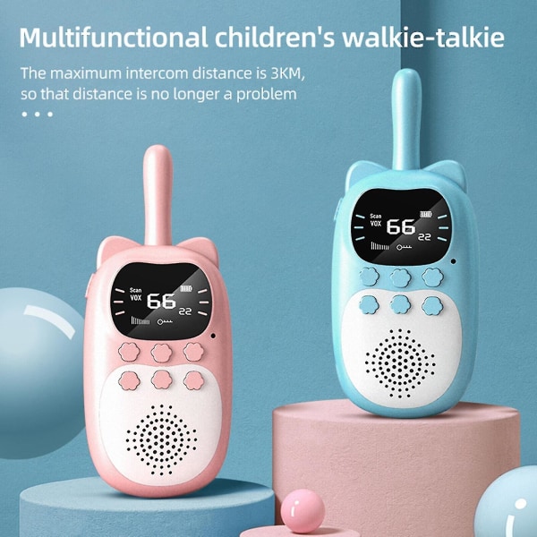 2 stk Walkie talkies for barn 3 km lang rekkevidde Walky Talky Baby Xmas nyttårsgave