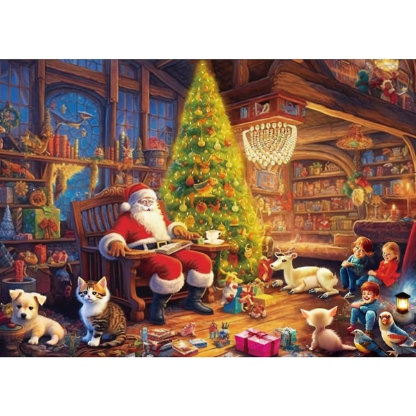 Adventskalender 2023 puslespil, julepuslespil, 1000 stk puslespil Nedtælling til jul for voksne børn