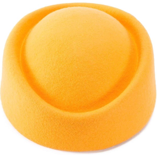 Lawliet Uld Filt Fascinator Bryllupshat Pilleæske Hat Til Kvinder Smukke værtinder Cap Yellow