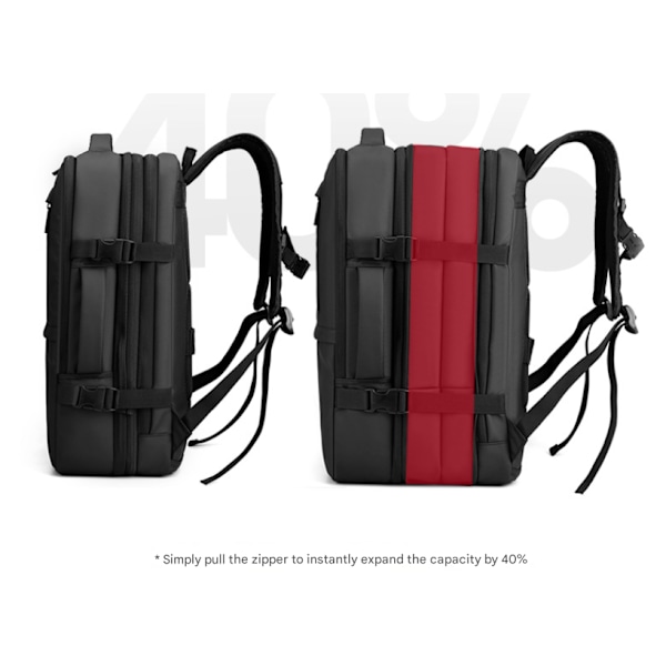 17 tums handbagage ryggsäck, reseryggsäck, pendlingsryggsäck för män eller kvinnor black