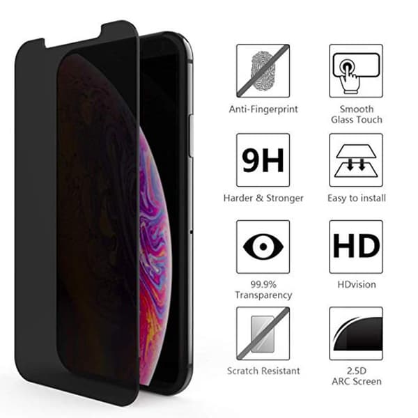 iPhone 11 2-PACK Anti-Spy-näytönsuoja 9H Screen-Fit Svart