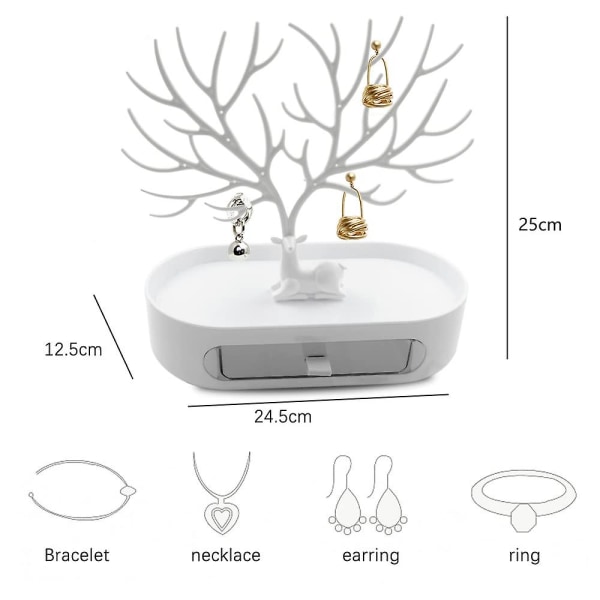 Hjorthorn smyckestativ, dekorativt smyckesträd, halsbandshållare, armbandshållare, smycken i hjorthornsträddesign B