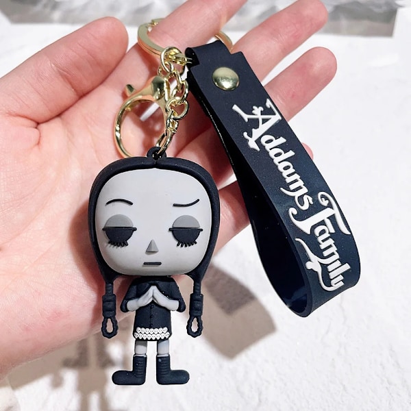 Wednesday Addams Nøglering Dukkefigur Gyser Kæledyr Hånddukke Nøglering Tilbehør Taske Vedhæng Dreng Pige Gave - På Lager 6