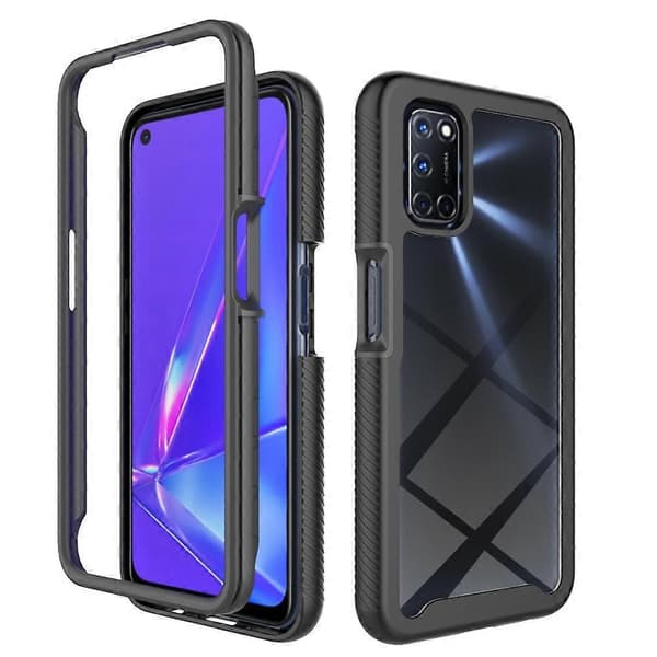För OPPO A52 / A72 / A92 Starry Sky Solid Color Series Stötsäkert PC + TPU Skyddsfodral Black