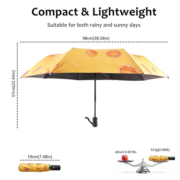 Rib Folding Travel Umbrella, Auto Open and Close Button, UV Resistant Umbrella with Ergonomic Handle