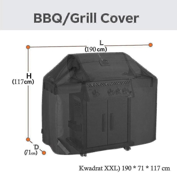 5 kokoa vedenpitävä BBQ- cover 190*71*117cm