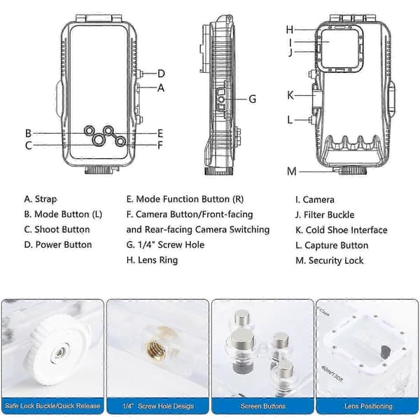 Puluz 40m/130ft vanntett dykkerhus for iPhone 16 Pro Max