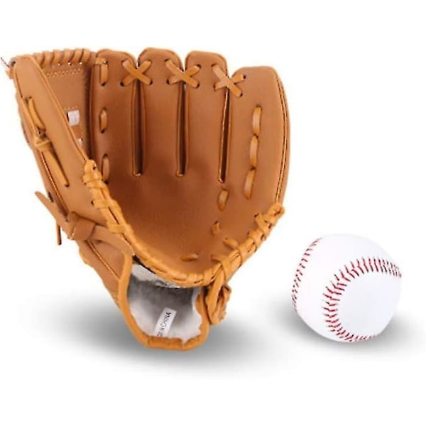 Baseballhandske til børn og voksne med 1 blød bold, baseballhandske i pu læder, 26,7 cm og 31,8 cm, træningssæt til at fange flagermus