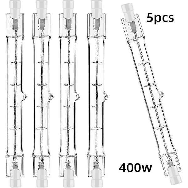 5 stk R7s 118mm 400W Halogenpære Blyantpære Dimbar AC 220-240V 7500lm J118 Lineær Halogen Spotlight(FWW)