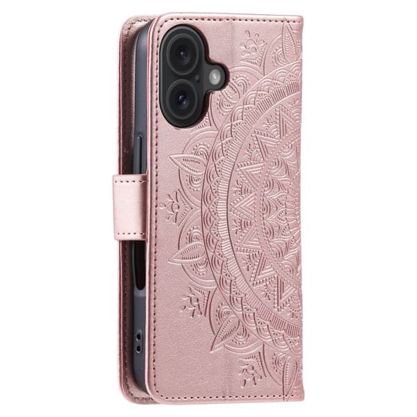 iPhone 16 Case Mandala Læder Rosaguld 66