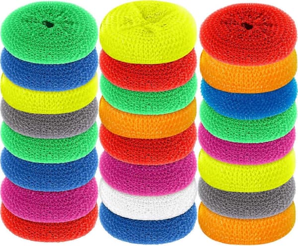 Skureputer Runde Oppvaskputer Plast Ikke-ripende Oppvaskskrubber Assortert Farge