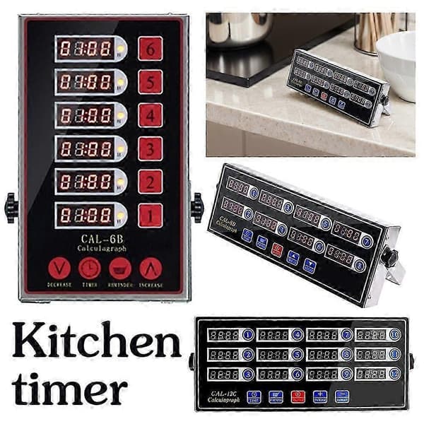 Kommerciel 8-kanals digital køkkentimer, rustfrit stål Calculagraph Timer Tier 8